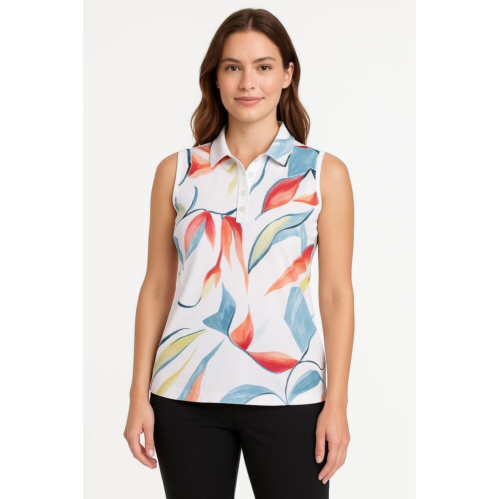 Walter Hagen- XS Sleeveless Polo Floral Print Collared Button Placket Preppy